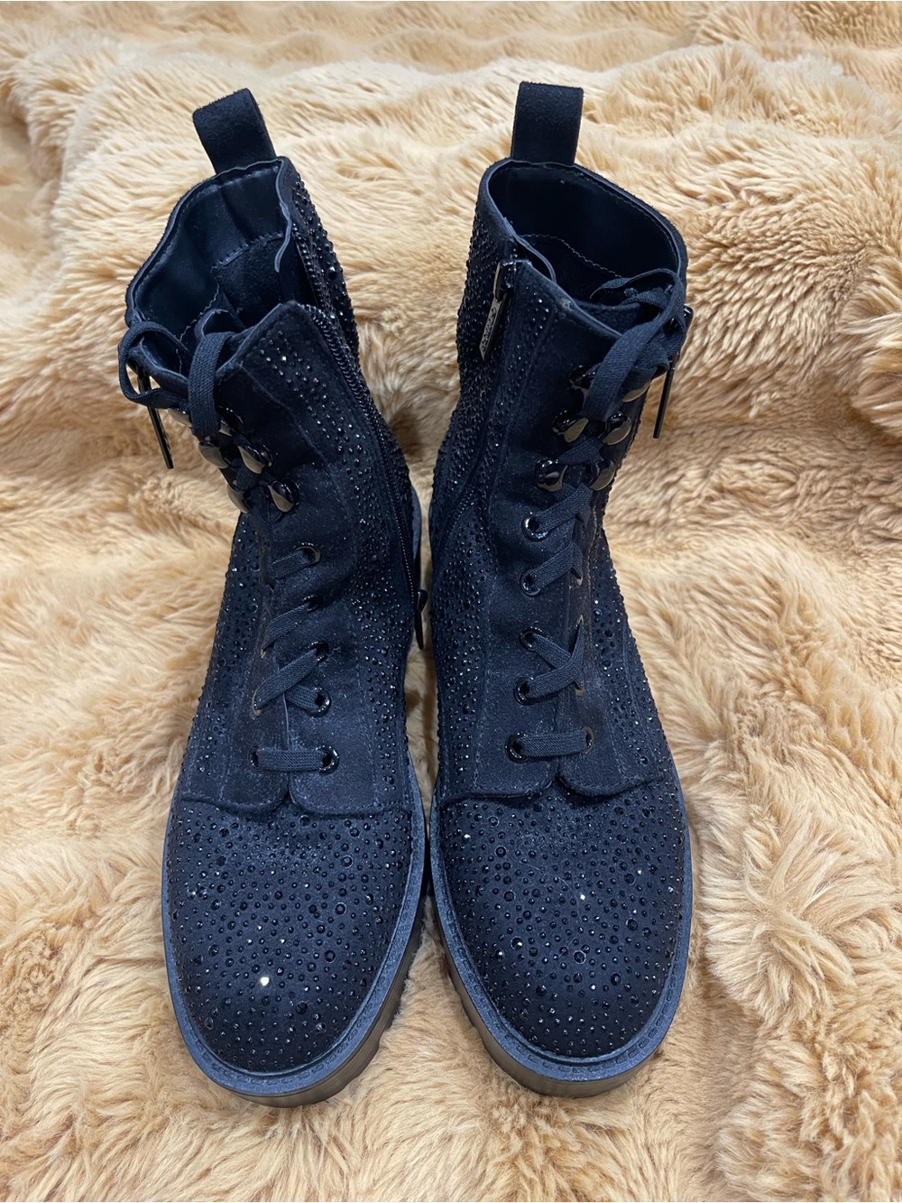 Guess Black NWOT Studded Lace-Up Ankle Boots